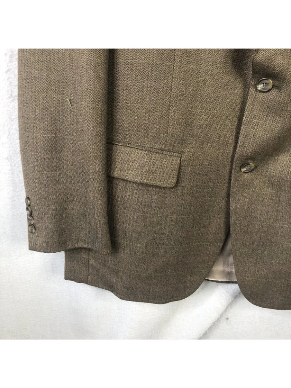 Old Money Blazer Mens 42 Long Brown Wool Herringbone Sport Coat Jacket Lauren